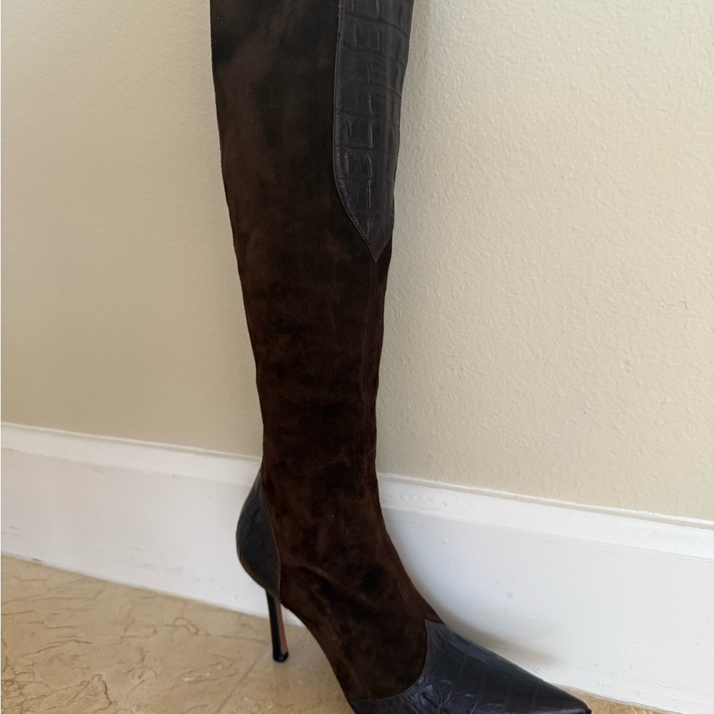 Elegant Black and Brown Knee-High Women's Boots
